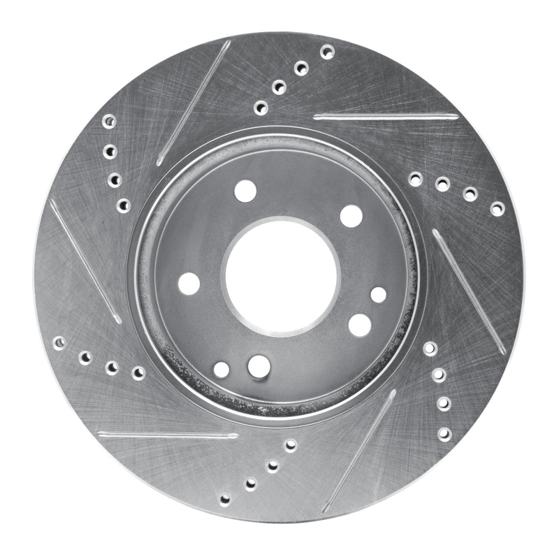 Mercedes-Benz SLK230 Brake Rotor (1) - Front Right - R1 Concepts - Drilled & Slotted - Silver - `96-`15